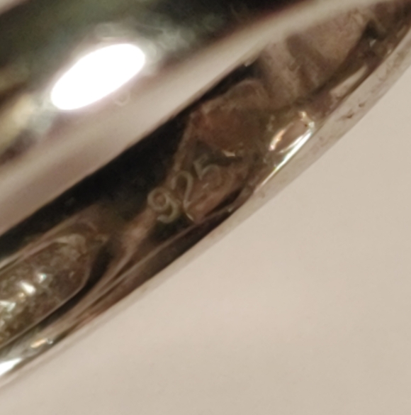 Vintage DK Coral and Tiny Diamonds in 925 Band Ring Size 8.25 to 8.5 - Picture 6 of 15